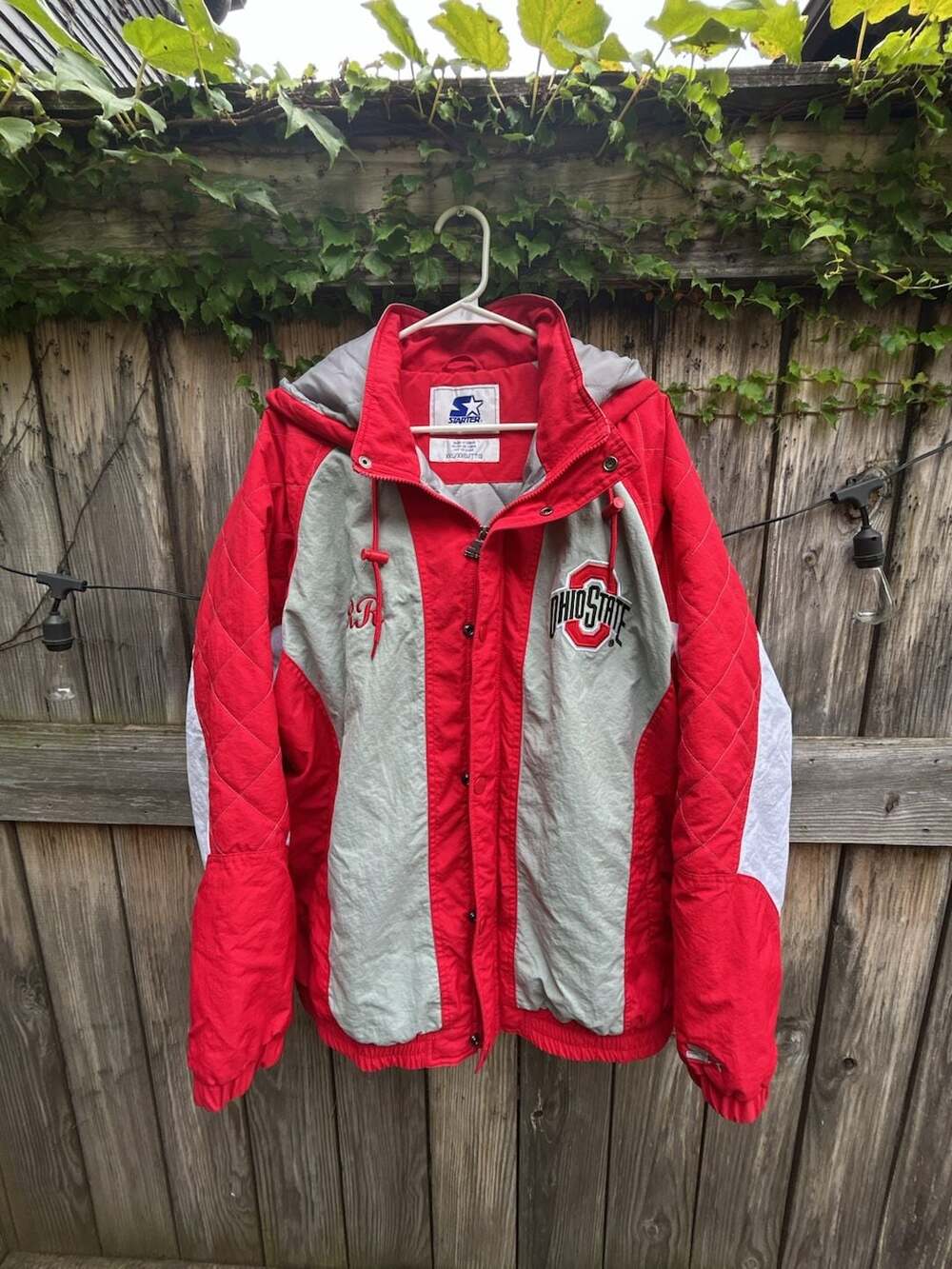 Vintage Starter Ohio State Buckeyes Quilted Full Zip Hooded Winter Jacket XXL